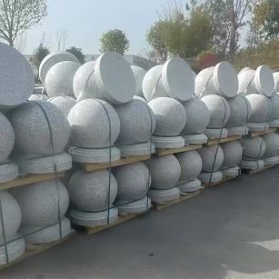 安庆 白麻花岗岩石材圆球，石球，挡车球，隔离球，景观石球，风水球等