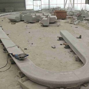 安庆 芝麻白花岗岩弧形花坛石，坐凳石