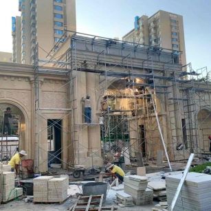 安庆 黄金麻荔枝面花岗岩小区门楼外墙干挂