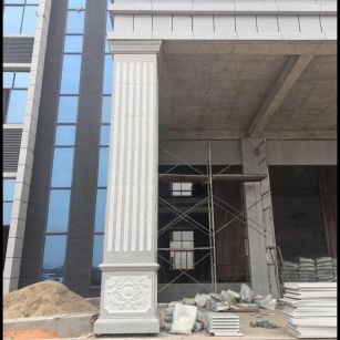 安庆 芝麻白光面花岗岩门楼大柱（罗马柱）配雕花底座