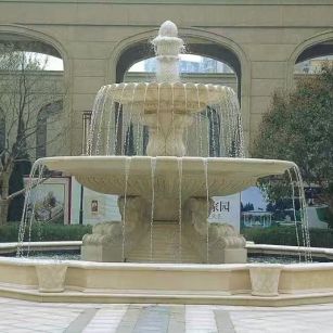 安庆 黄金麻花岗岩异型加工——户外庭院石雕流水喷泉