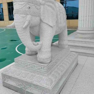 安庆 白麻花岗岩动物异形石雕-大象