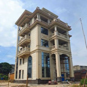 安庆 黄金麻花岗岩石材别墅外墙干挂搭配（雕花栏杆花瓶柱门楼罗马柱）