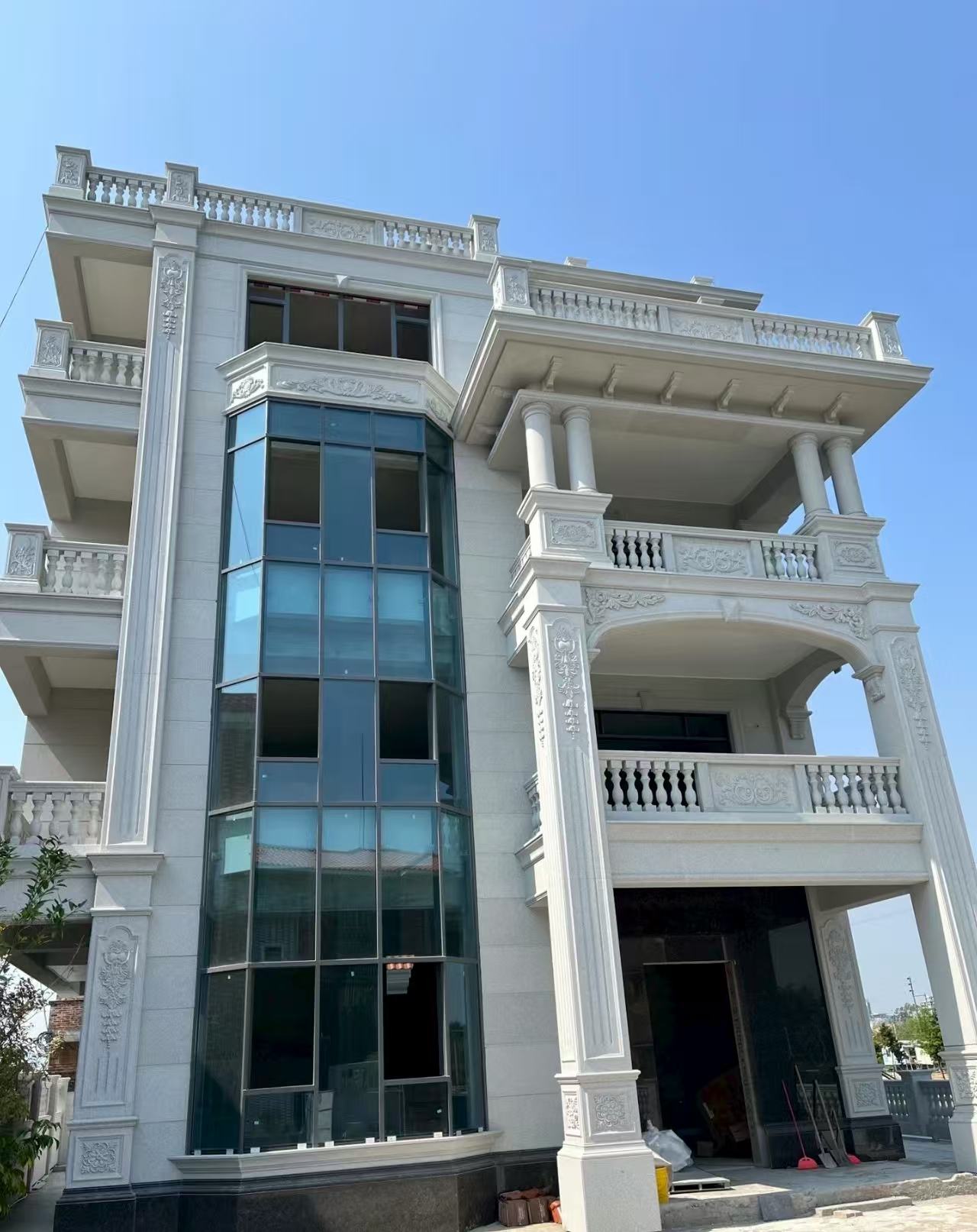 安庆 白麻花岗岩别墅外墙干挂效果展示